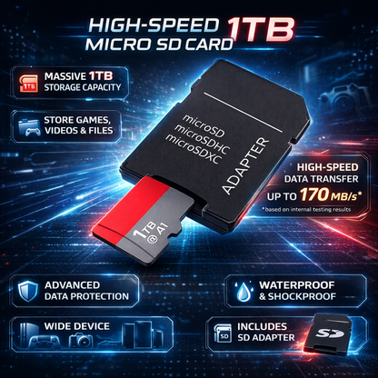 Micro SD Storage Card Adapter High Speed 1TB Memory
