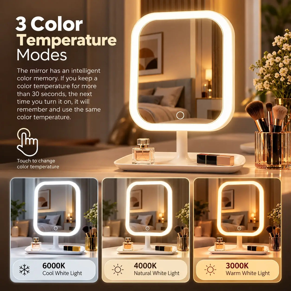 LED Rechargeable Vanity Makeup Mirror