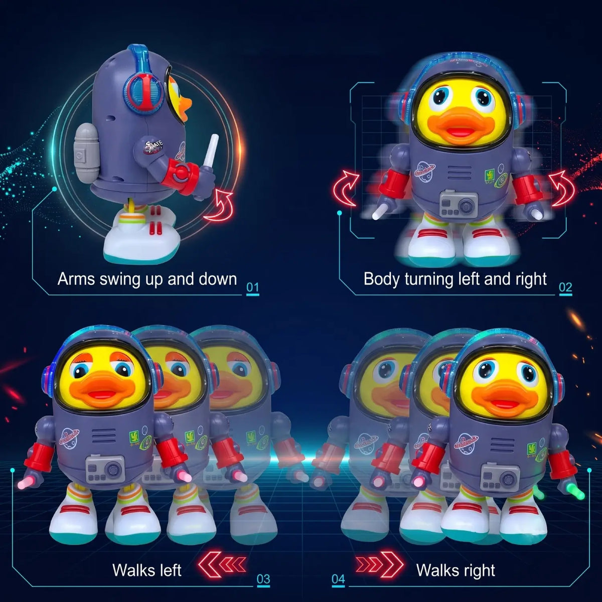 Dancing Astronaut Duck Interactive Toy