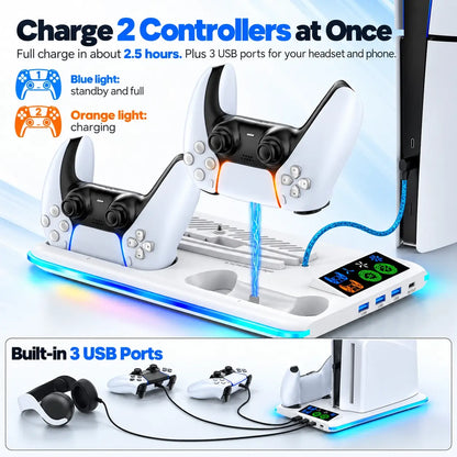PS5 RGB Cooling Stand with Controller Charging Dock