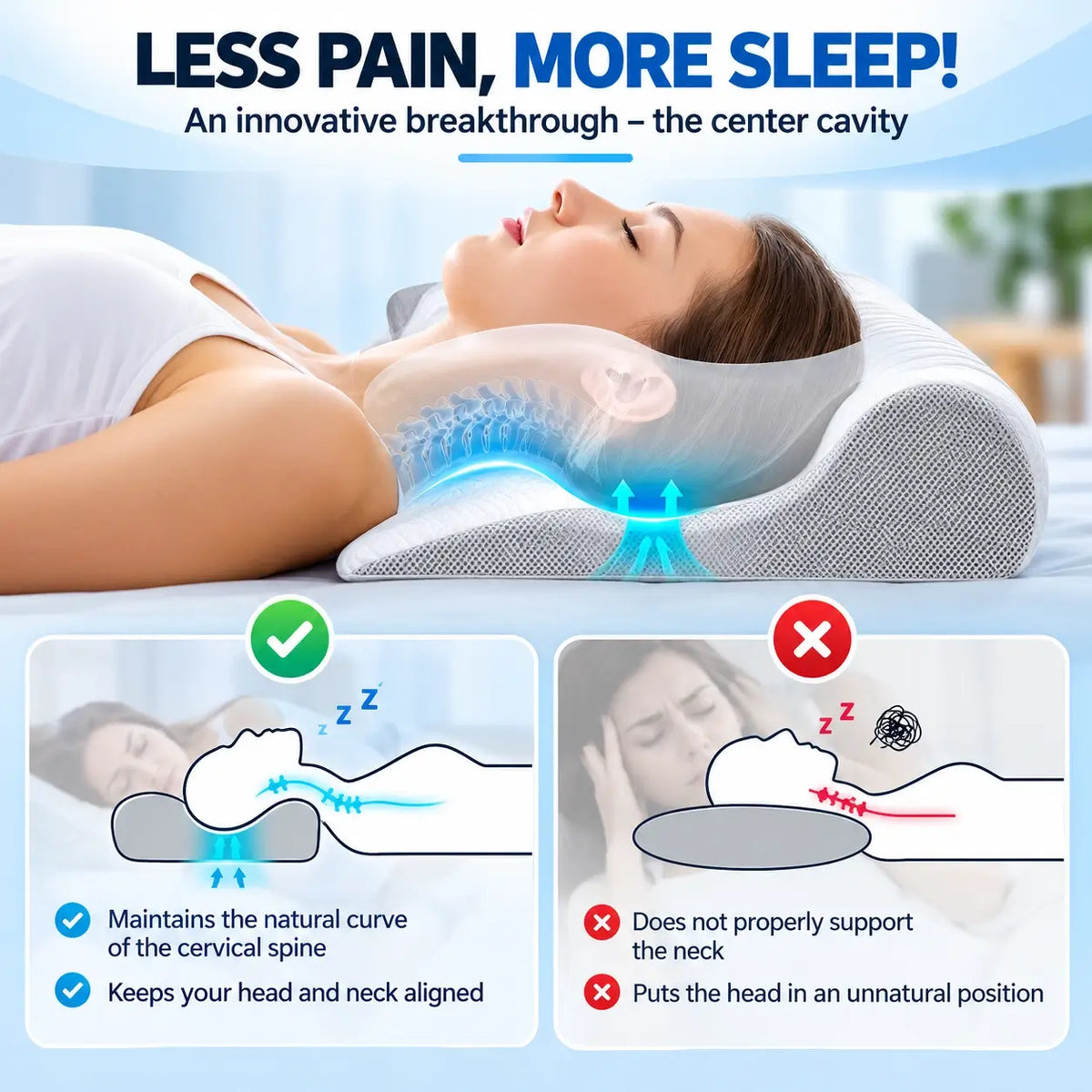 Contoured Side Sleepers Neck Pillow