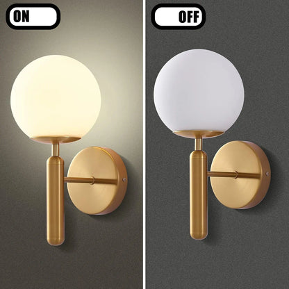 Modern Glass Wall Sconce | Elegant Metal Bedroom Light