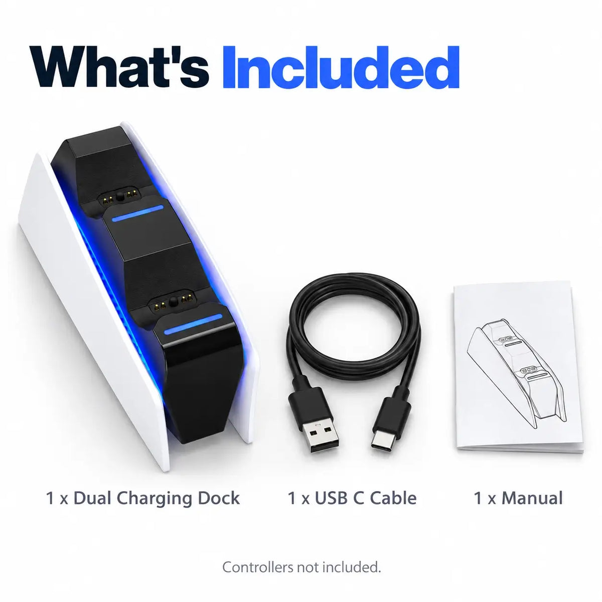 PS5 Dual Controller Charging Dock with LED Indicator