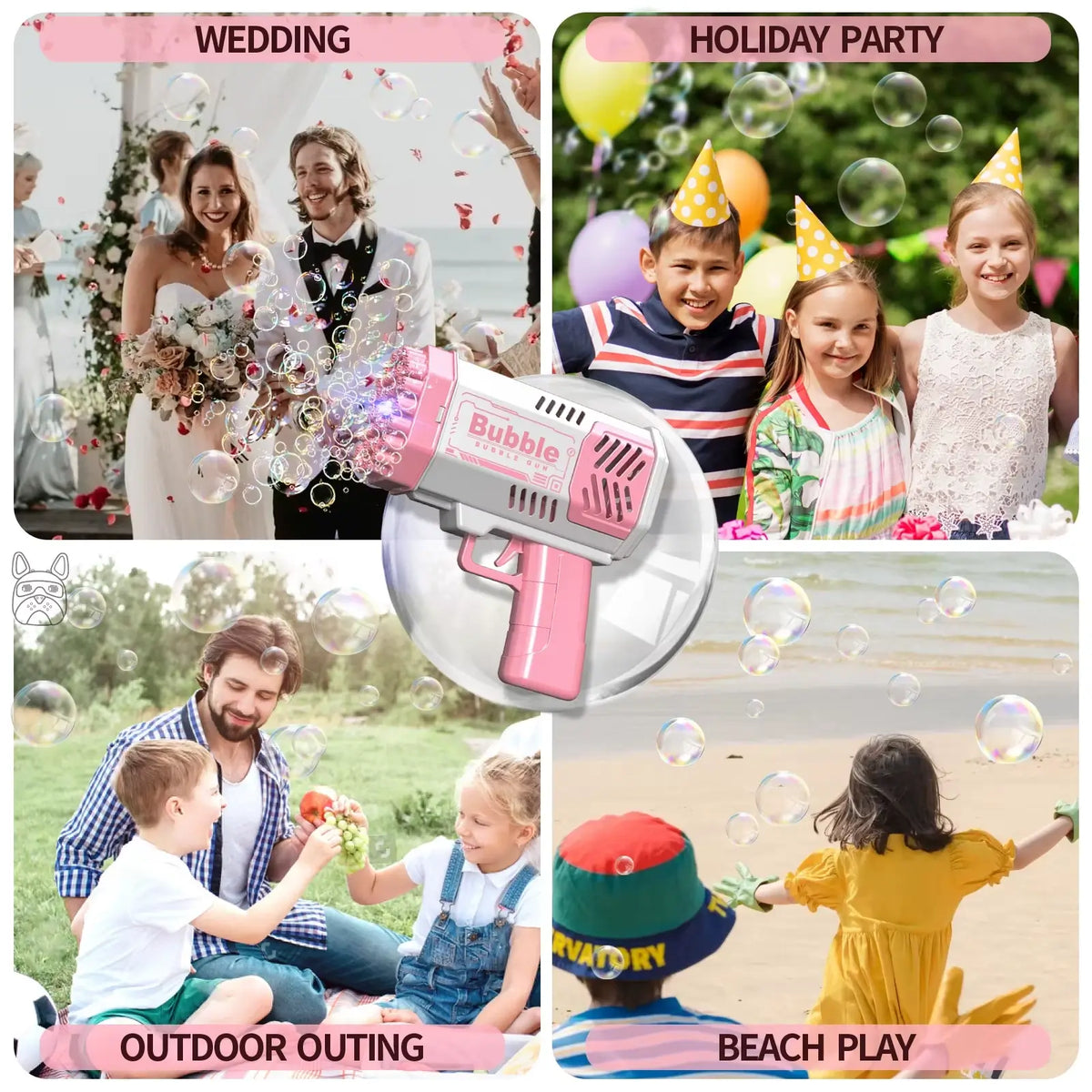 Bubble Gun LED Bubble Blower Toy Outdoor Kids Play