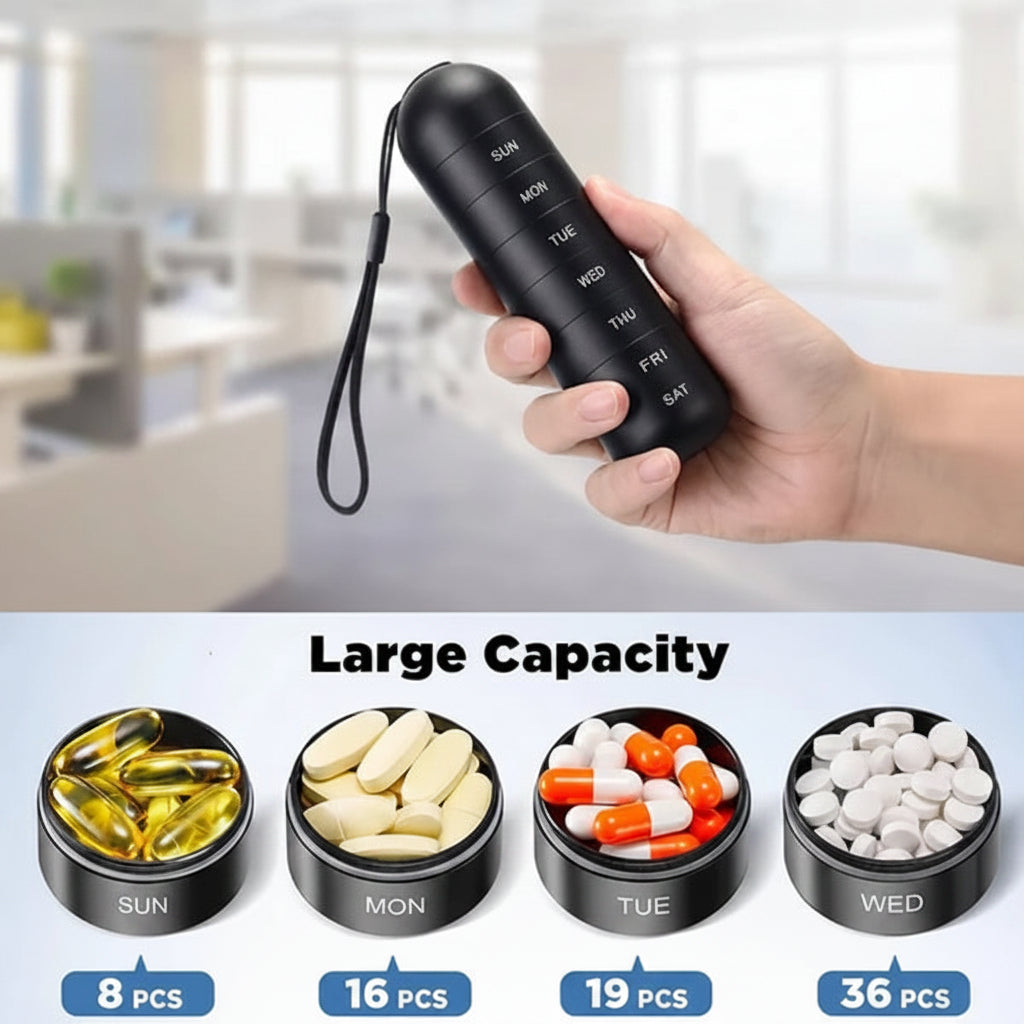 Pill Organizer Portable Case Travel Friendly Design