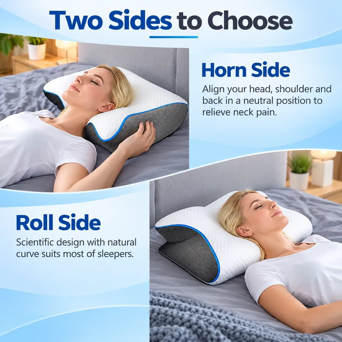 Contoured Side Sleepers Neck Pillow