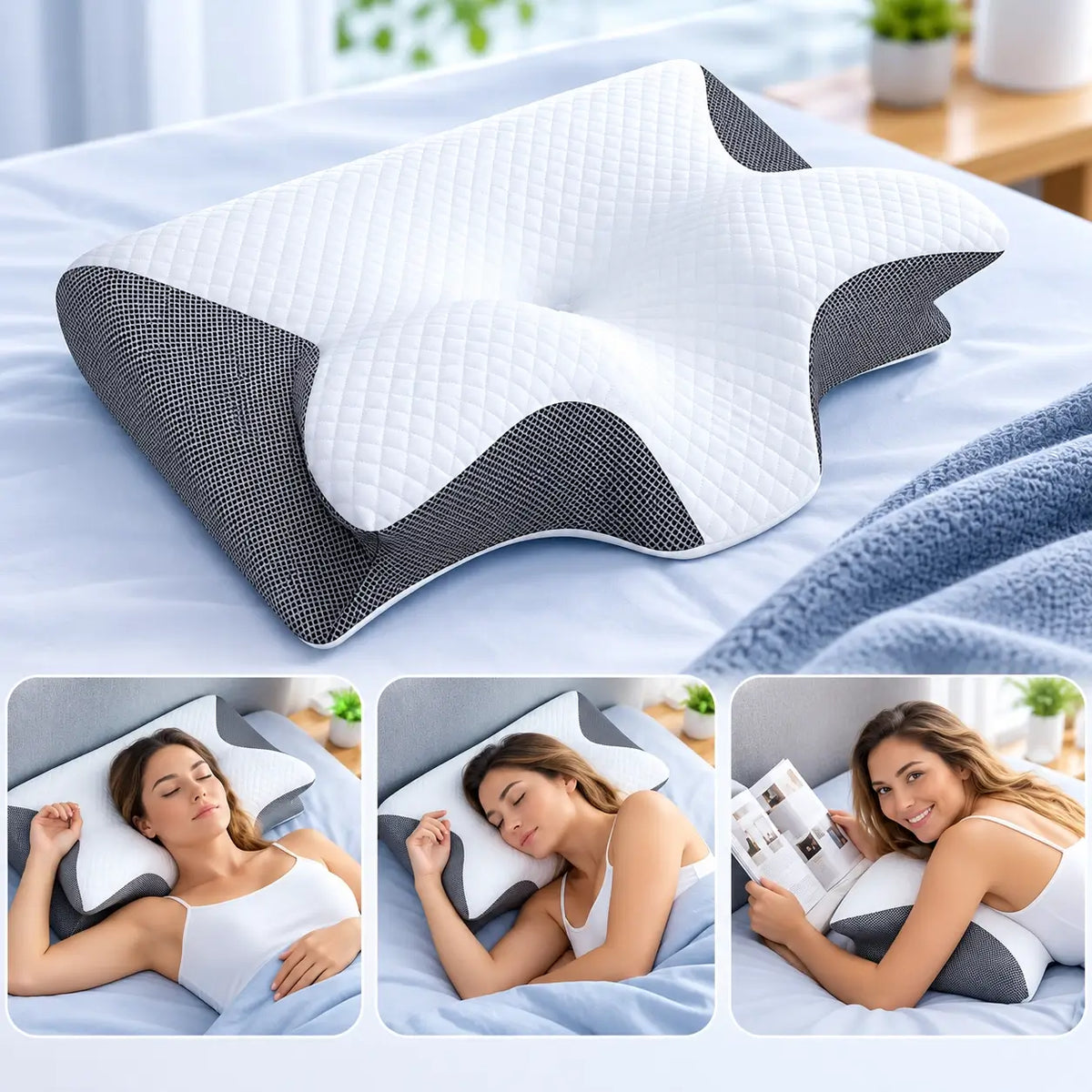 Contoured Side Sleepers Neck Pillow