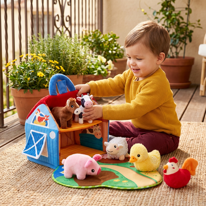 Plush Animal Toys Farm Playset Interactive Learning Fun - Image 1