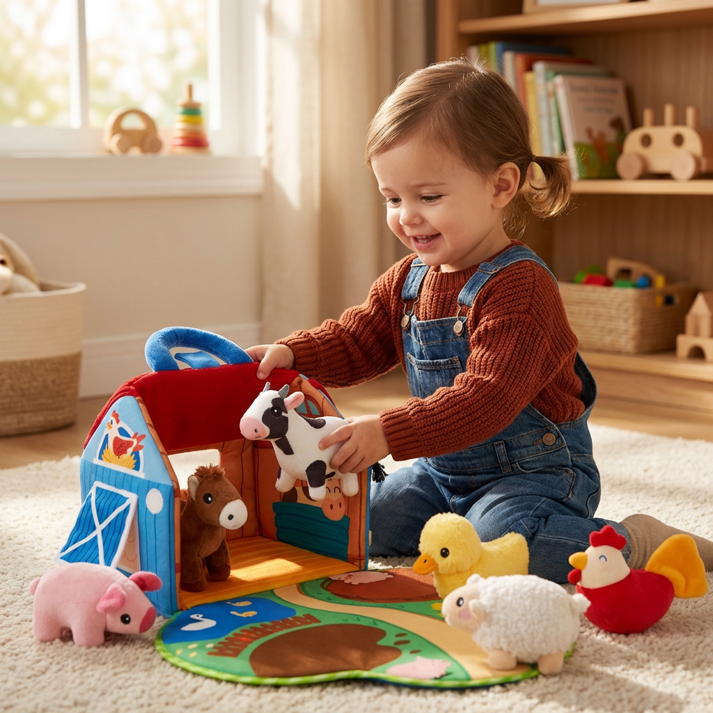 Plush Animal Toys Farm Playset Interactive Learning Fun