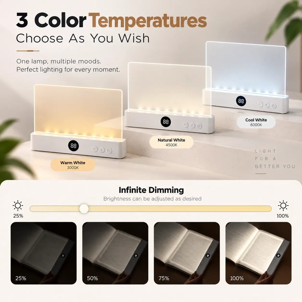 Book Light LED Reading Lamp Ultra Thin USB Rechargeable
