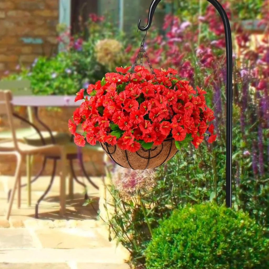 Silk Flowers Hanging Basket Indoor Outdoor Decor - Image 2