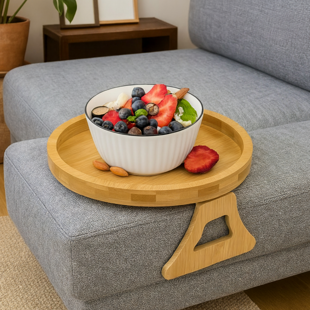 Sofa Side Table Armrest Tray Adjustable Folding - Image 1