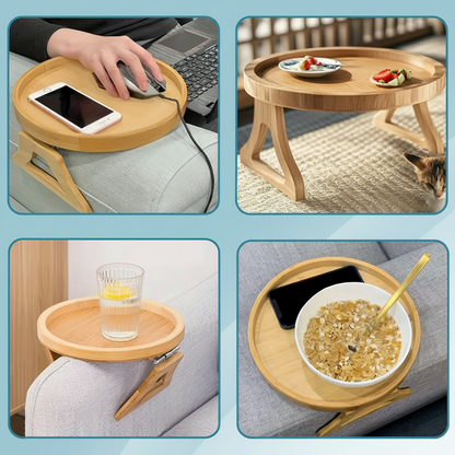 Sofa Side Table Armrest Tray Adjustable Folding