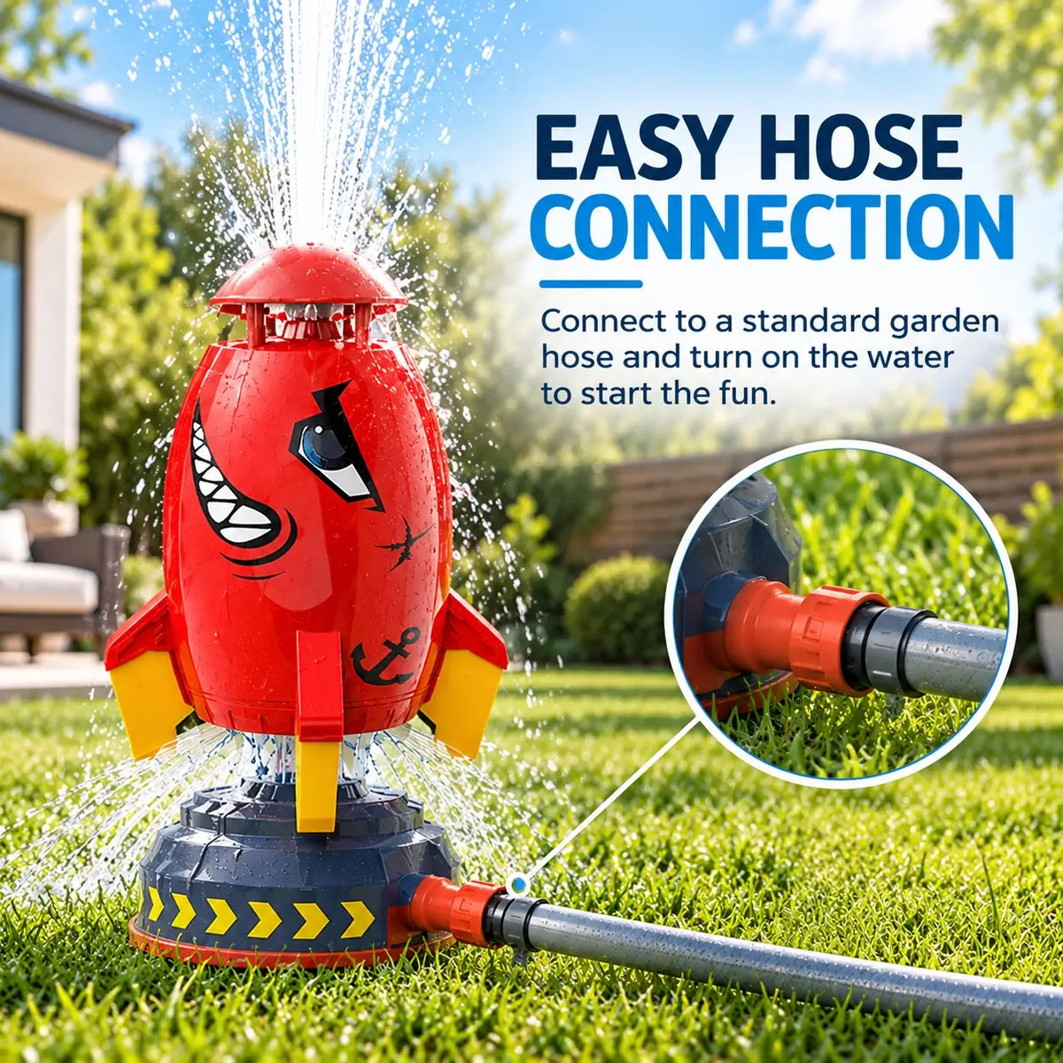 Water Sprinkler Outdoor Fun Shape Rocket Sprinkler