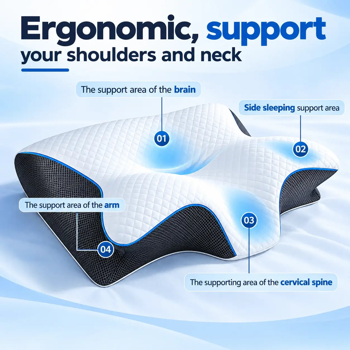 Contoured Side Sleepers Neck Pillow