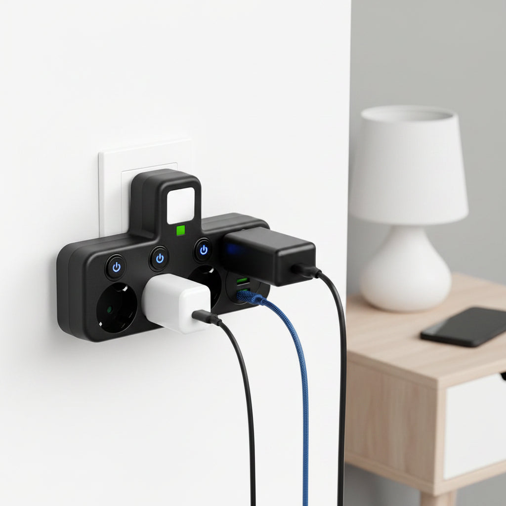Surge Protection Power Strip USB Outlets Wall Mount - Image 1