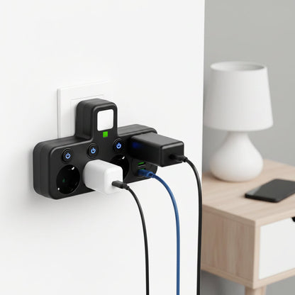 Surge Protection Power Strip USB Outlets Wall Mount - Image 1