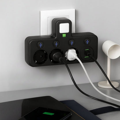 Surge Protection Power Strip USB Outlets Wall Mount