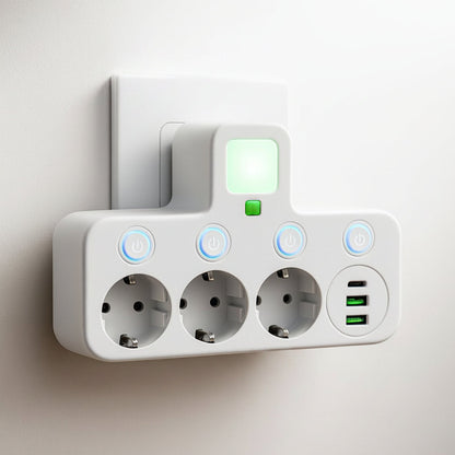 Surge Protection Power Strip USB Outlets Wall Mount