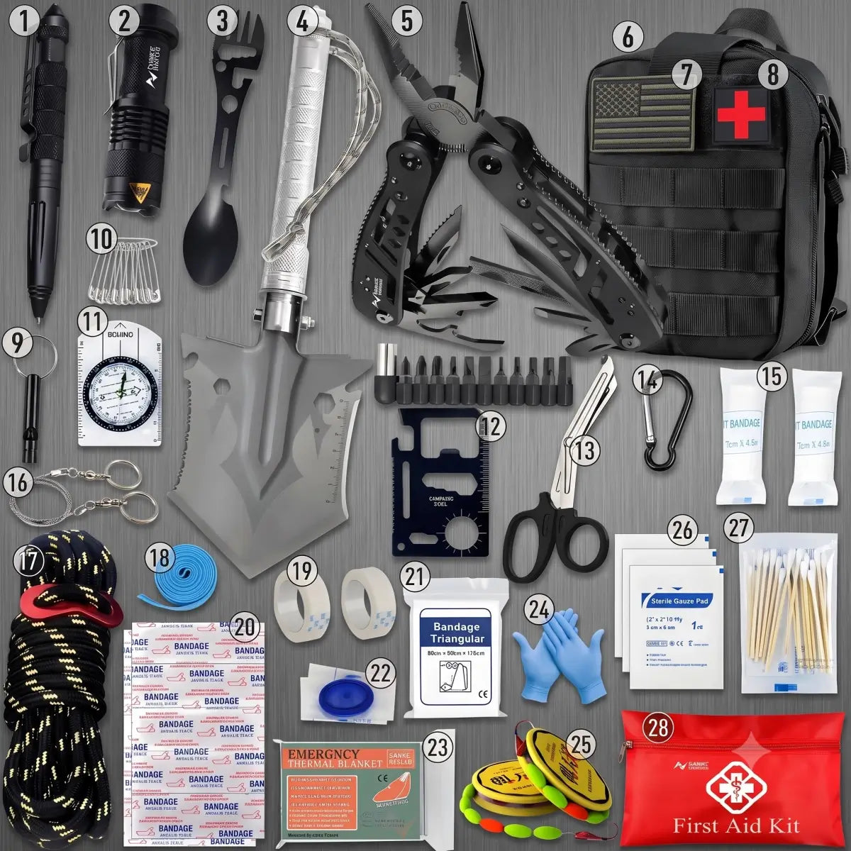 Survival First Aid Backpack Multi-Tool Kit