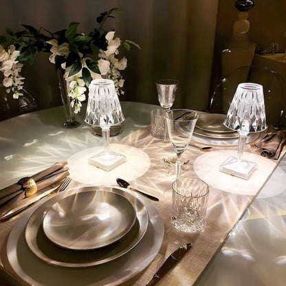 Table Lamp Crystal Rechargeable Touch Dimmable LED Light