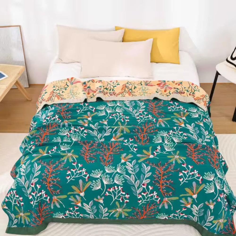 Throw Blanket Cotton Fluffy Decorative Floral Design - Image 4