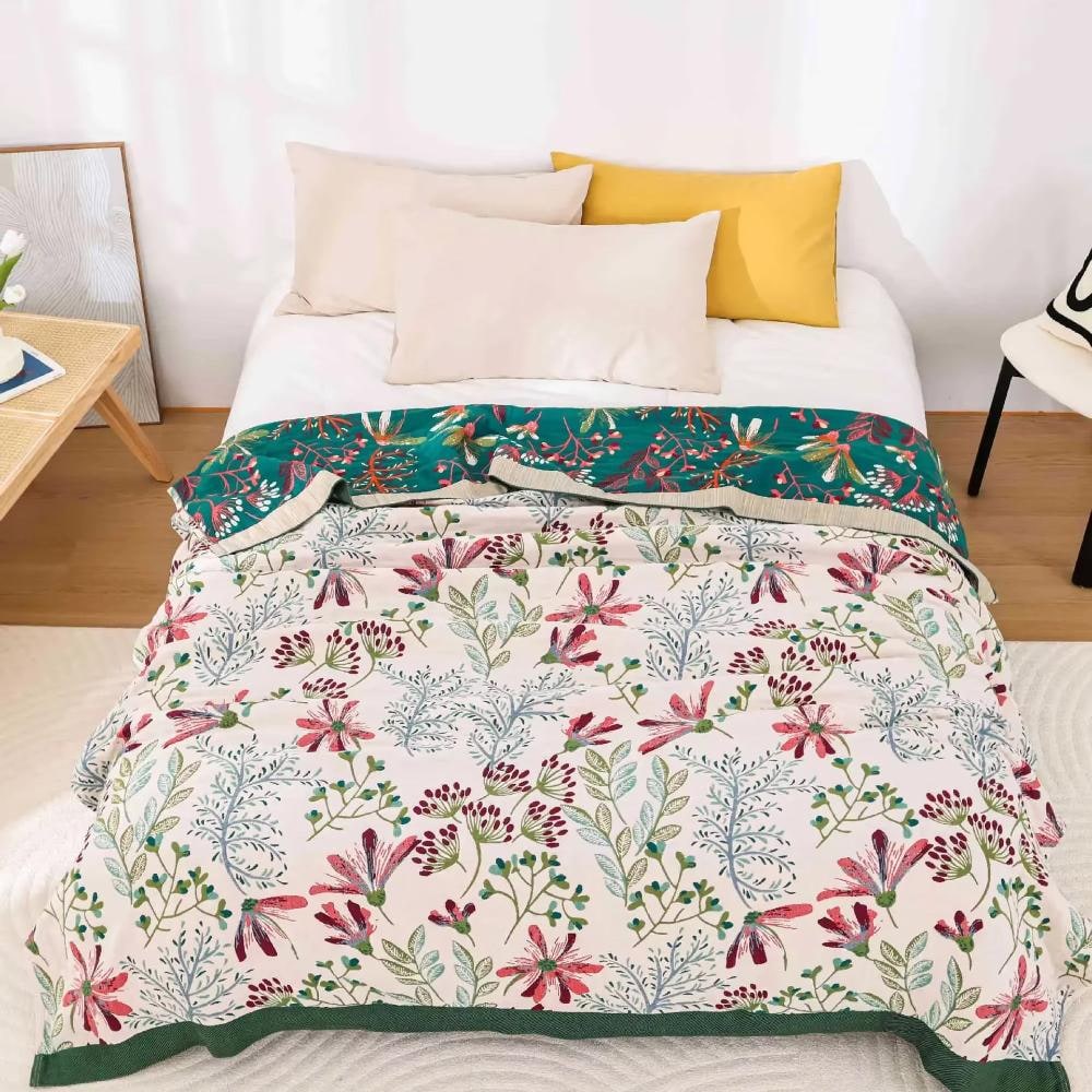 Throw Blanket Cotton Fluffy Decorative Floral Design - Image 5