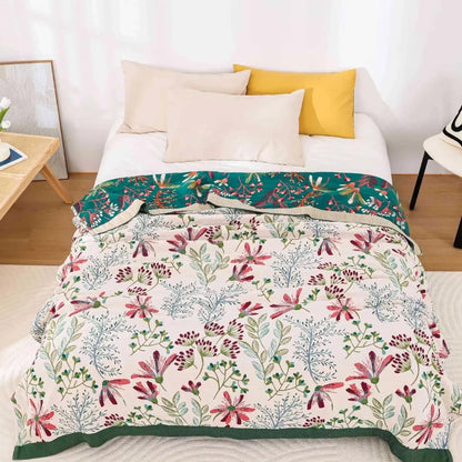 Throw Blanket Cotton Fluffy Decorative Floral Design - Image 5