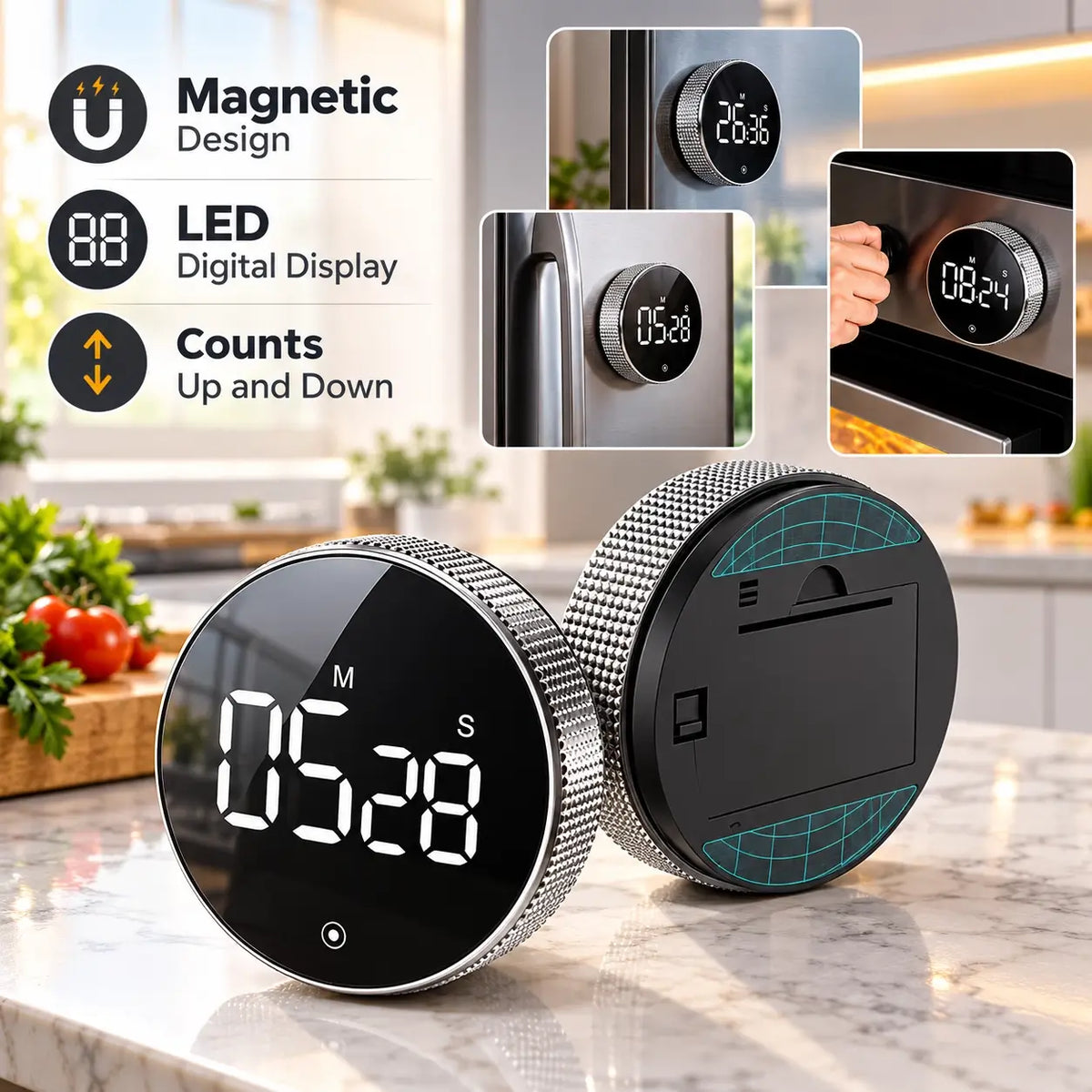 Kitchen Timer Rotating Digital Countdown