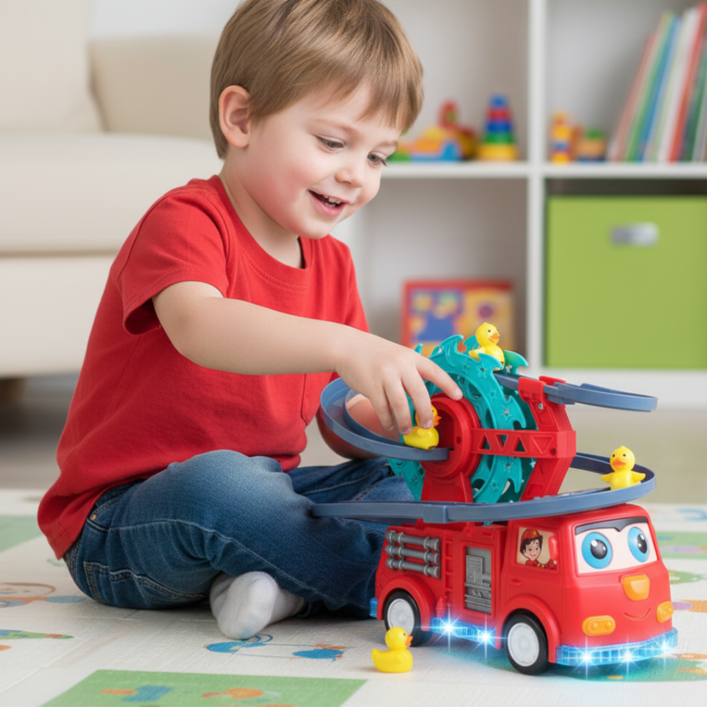 Toy Car Fire Truck Toy Interactive Educational Playset - Image 1