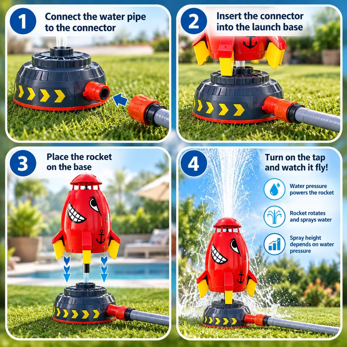 Water Sprinkler Outdoor Fun Shape Rocket Sprinkler