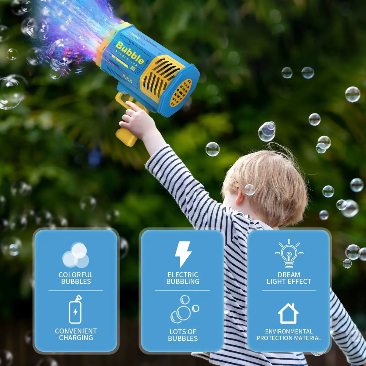 Bubble Gun LED Bubble Blower Toy Outdoor Kids Play