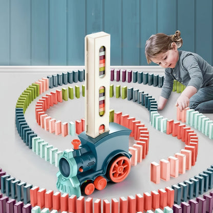 Domino Kids Train Toy Automatic Building Set Sound Light