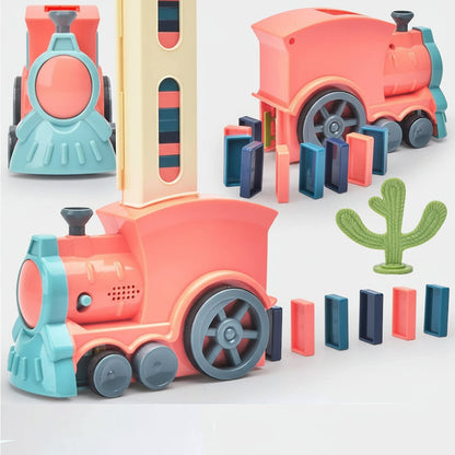 Domino Kids Train Toy Automatic Building Set Sound Light