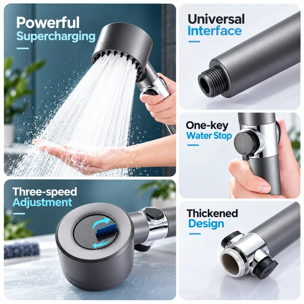 Filtered Water Shower Head Adjustable Spray Settings