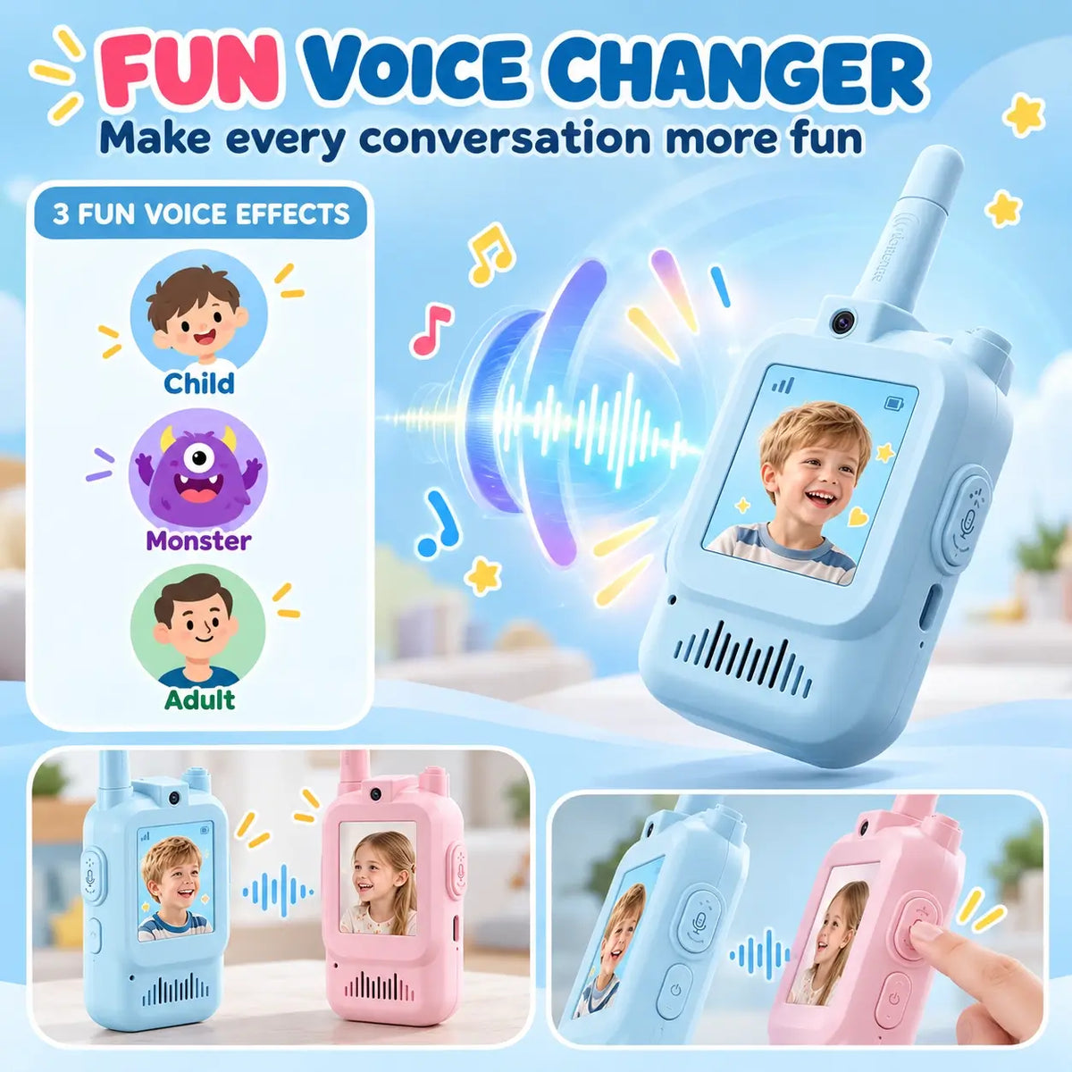 Video-walkietalkie voor kinderen, oplaadbaar speelgoed met camera