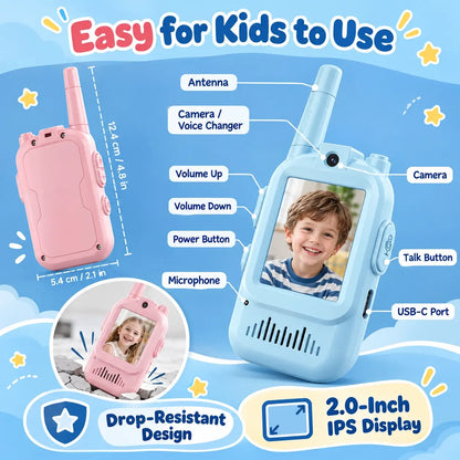 Video-walkietalkie voor kinderen, oplaadbaar speelgoed met camera