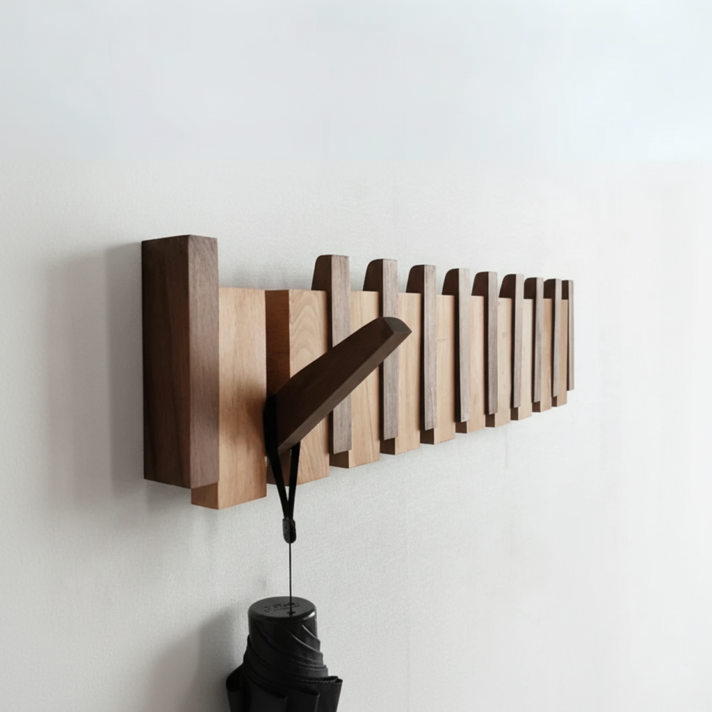 Wall-Mounted Coat Rack Wooden Modern Design - Image 1