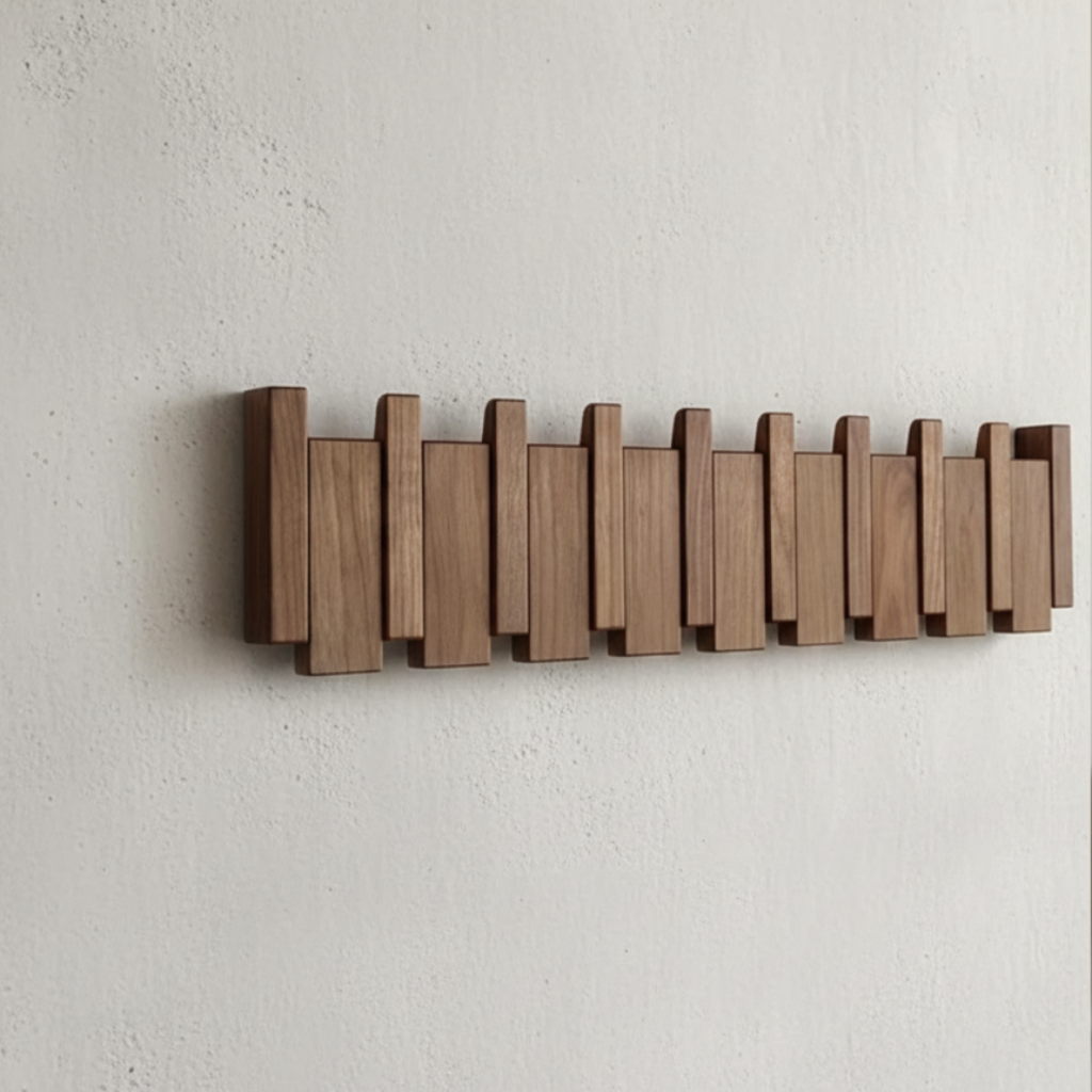 Wall-Mounted Coat Rack Wooden Modern Design - Image 2