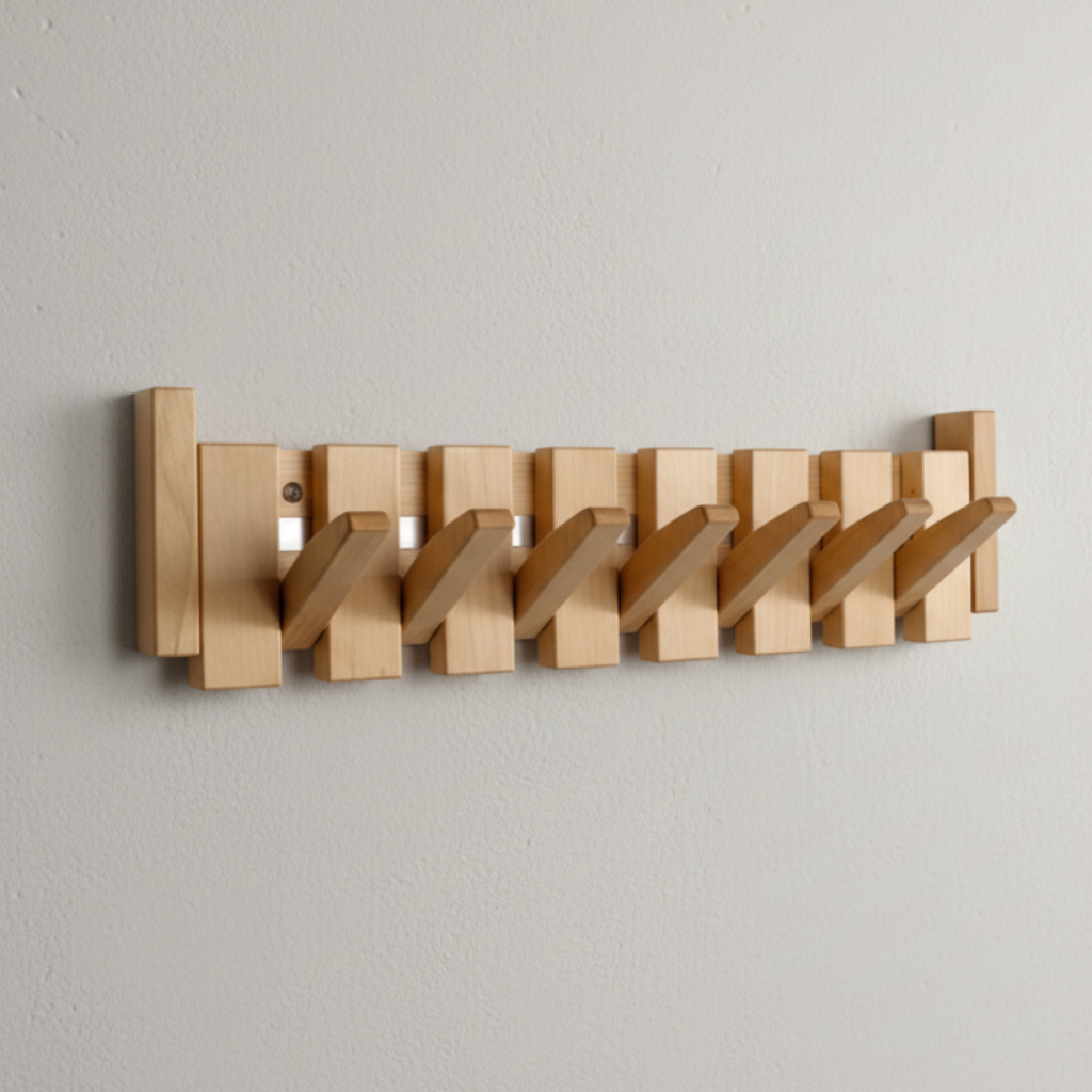 Wall-Mounted Coat Rack Wooden Modern Design - Image 3