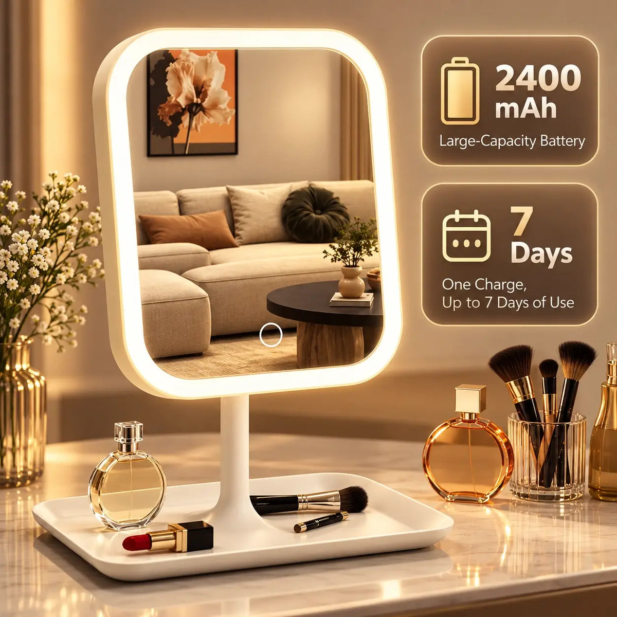 LED Rechargeable Vanity Makeup Mirror