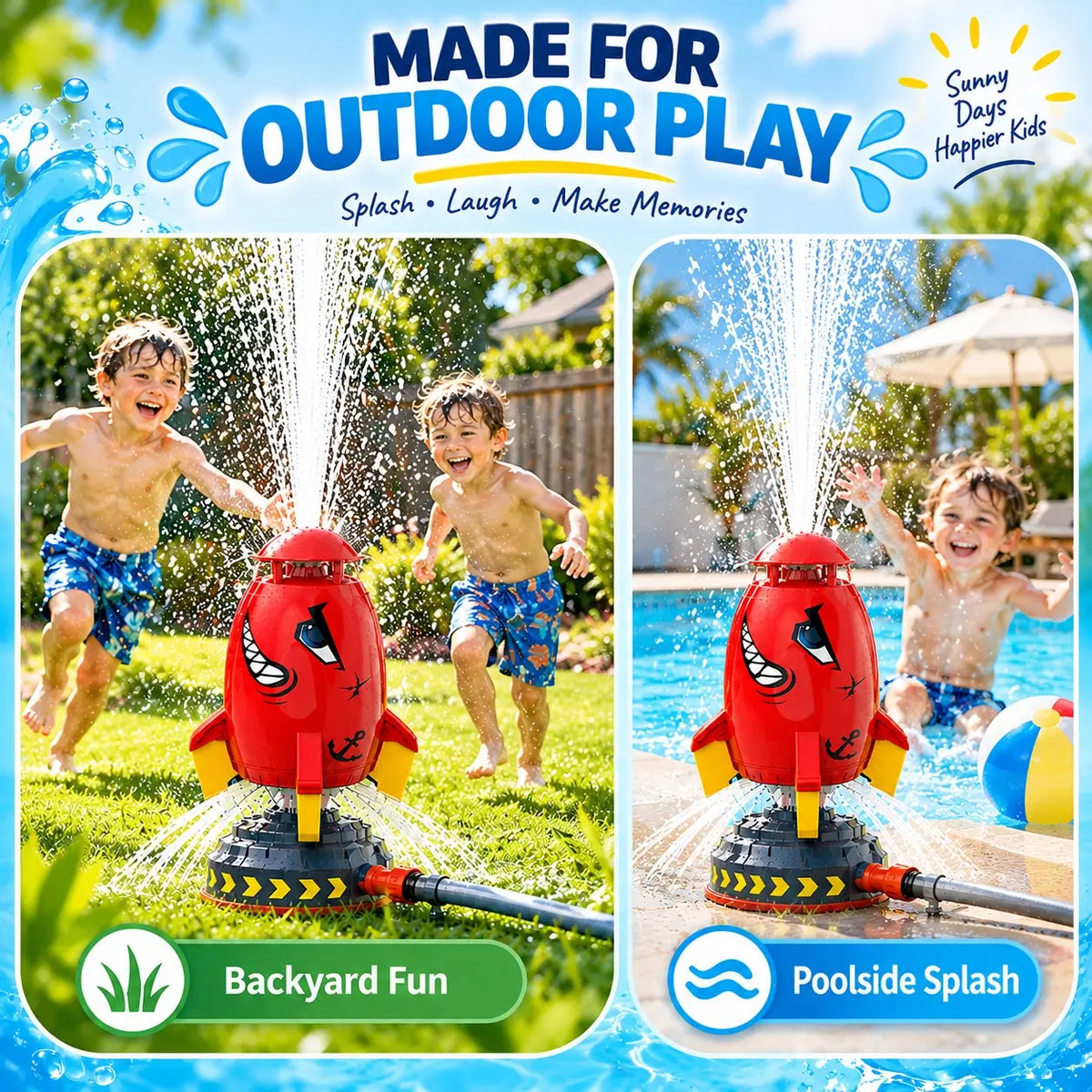 Water Sprinkler Outdoor Fun Shape Rocket Sprinkler