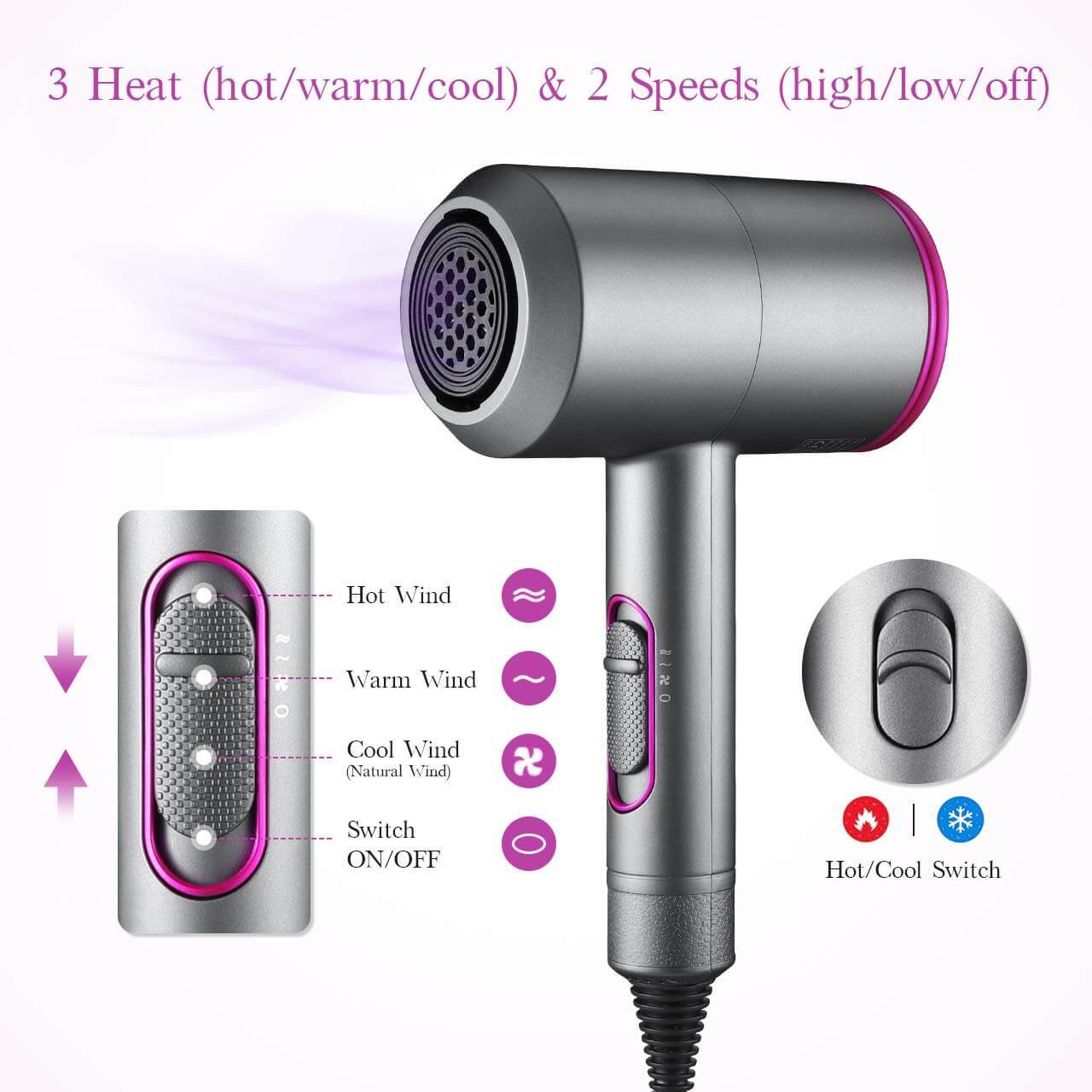 Hair Dryer Blow Dryer Ionic Hair Dryer Hair Blower Professional Hair Dryer Salon Hair Dryer - Factory Mart